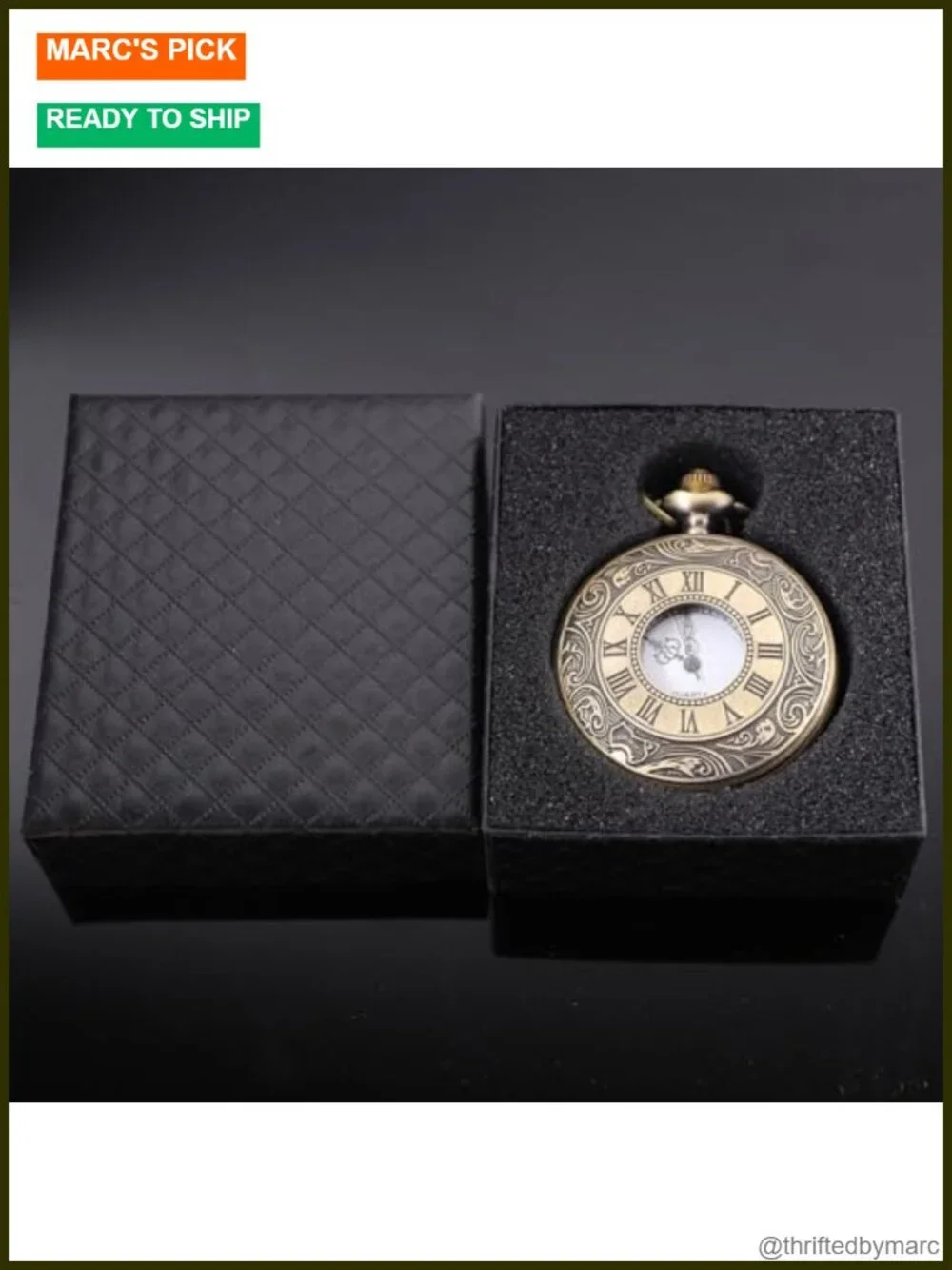 Vintage Steampunk Pocket Watch Roman Numeral Dial Chain Gift Case